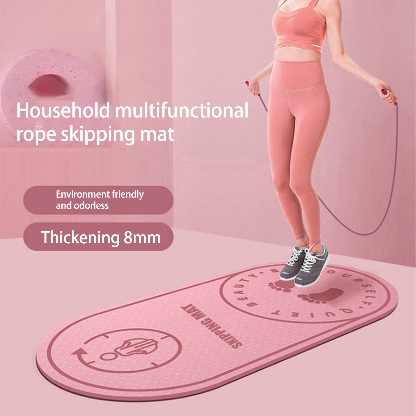 Tapis à sauter en corde, silencieux, pour sol de Yoga, accessoires de Yoga, Fitness, Pilates, Massage, # T3