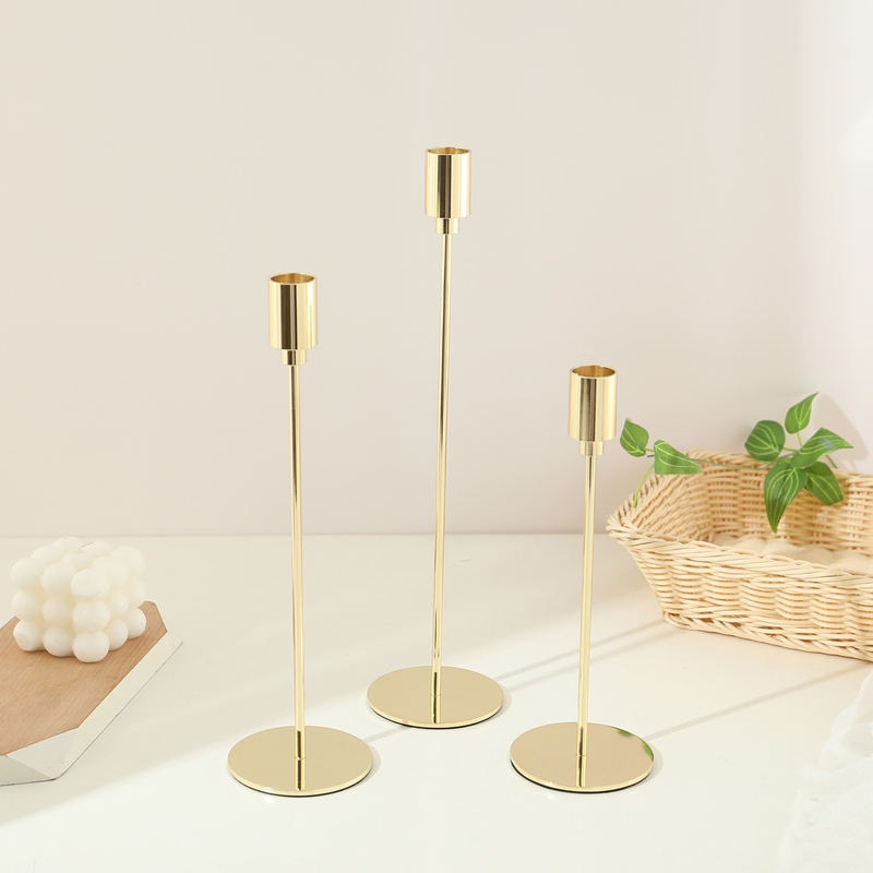 Ensemble de bougeoirs en métal de style européen, 3 pièces, chandelier doré Simple, décoration de mariage, de Bar, de fête, de salon, de maison