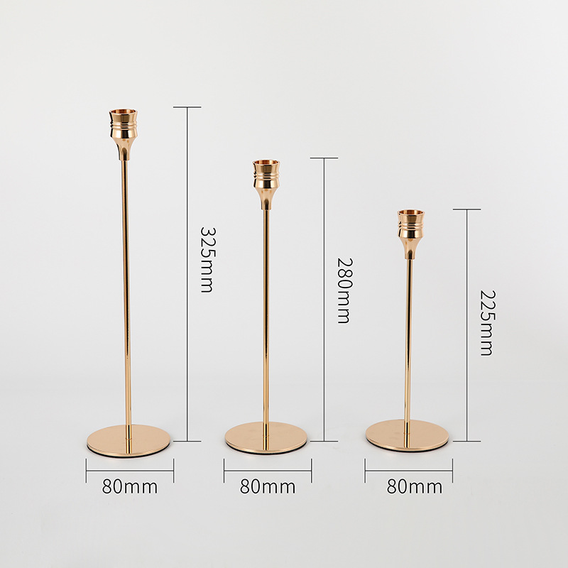 Ensemble de bougeoirs en métal de style européen, 3 pièces, chandelier doré Simple, décoration de mariage, de Bar, de fête, de salon, de maison
