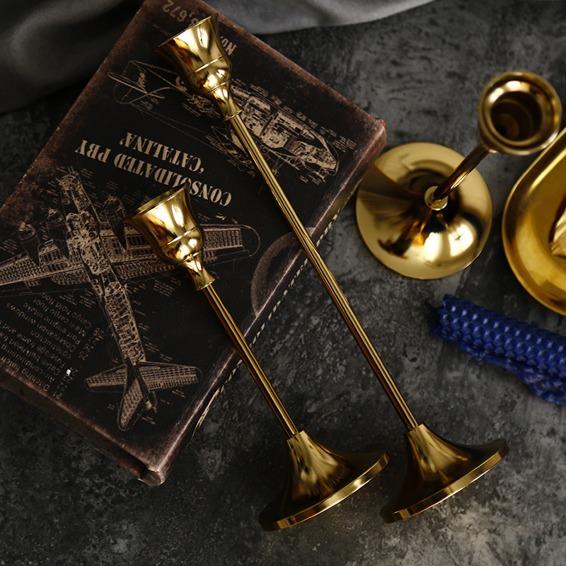 Ensemble de bougeoirs en métal de style européen, 3 pièces, chandelier doré Simple, décoration de mariage, de Bar, de fête, de salon, de maison