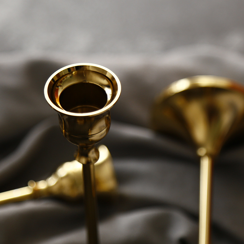 Ensemble de bougeoirs en métal de style européen, 3 pièces, chandelier doré Simple, décoration de mariage, de Bar, de fête, de salon, de maison