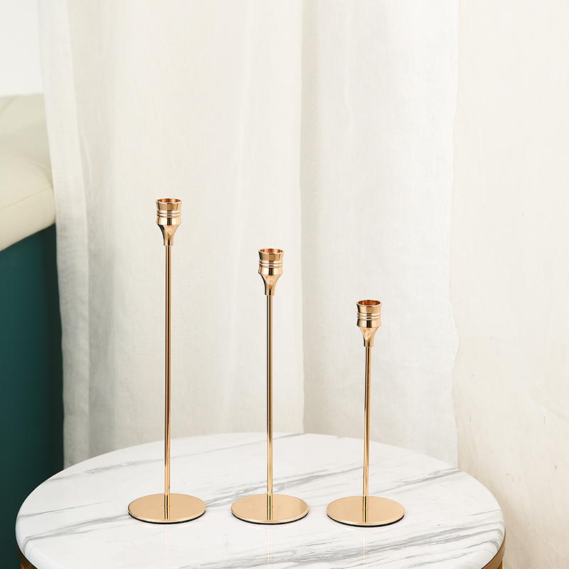 Ensemble de bougeoirs en métal de style européen, 3 pièces, chandelier doré Simple, décoration de mariage, de Bar, de fête, de salon, de maison