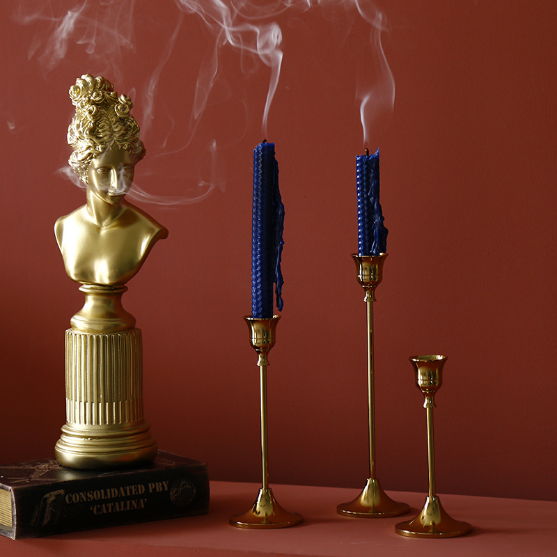 Ensemble de bougeoirs en métal de style européen, 3 pièces, chandelier doré Simple, décoration de mariage, de Bar, de fête, de salon, de maison