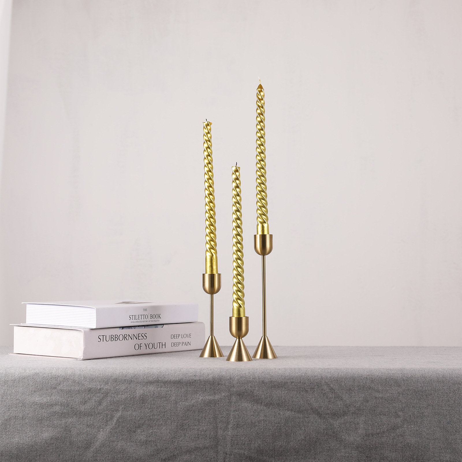 Ensemble de bougeoirs en métal de style européen, 3 pièces, chandelier doré Simple, décoration de mariage, de Bar, de fête, de salon, de maison